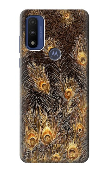 S3691 ゴールドピーコックフェザー Gold Peacock Feather Motorola G Pure バックケース、フリップケース・カバー