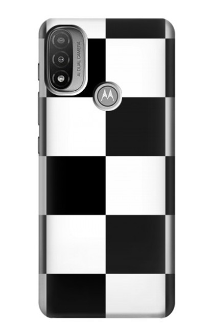 S2492 黒と白のチェッカーボード Black and White Check Motorola Moto E20,E30,E40  バックケース、フリップケース・カバー