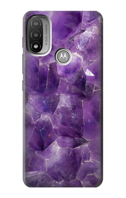 S3713 パープルクォーツアメジストグラフィックプリント Purple Quartz Amethyst Graphic Printed Motorola Moto E20,E30,E40  バックケース、フリップケース・カバー