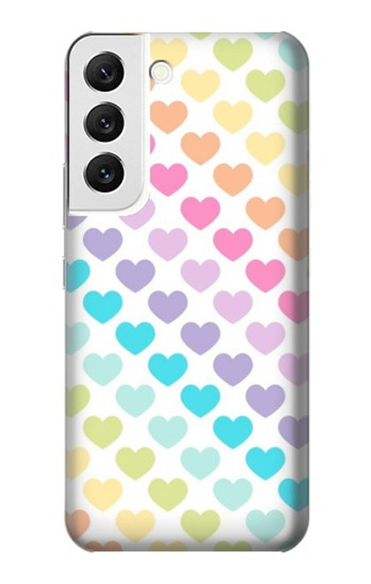 S3499 カラフルなハート柄 Colorful Heart Pattern Samsung Galaxy S22 バックケース、フリップケース・カバー