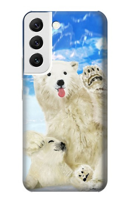 S3794 北極シロクマはシールに恋するペイント Arctic Polar Bear in Love with Seal Paint Samsung Galaxy S22 バックケース、フリップケース・カバー