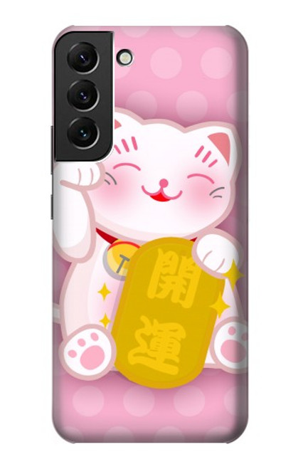 S3025 招き猫 Pink Maneki Neko Lucky Cat Samsung Galaxy S22 Plus バックケース、フリップケース・カバー