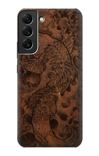 S3405 魚のタトゥーグラフィックプリント Fish Tattoo Leather Graphic Print Samsung Galaxy S22 Plus バックケース、フリップケース・カバー
