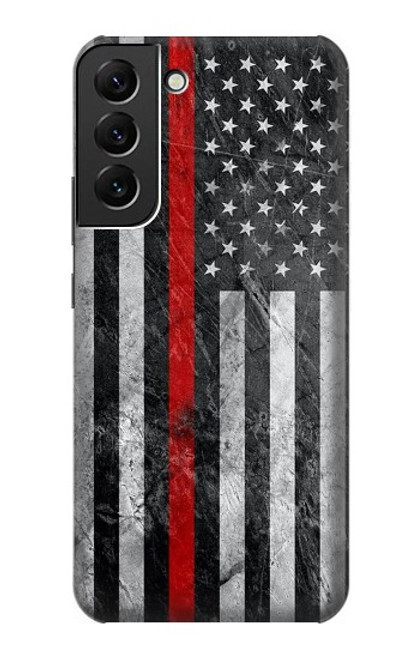 S3687 消防士細い赤い線アメリカの国旗 Firefighter Thin Red Line American Flag Samsung Galaxy S22 Plus バックケース、フリップケース・カバー