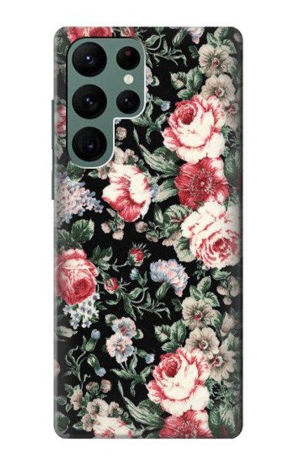 S2727 ヴィンテージローズ柄 Vintage Rose Pattern Samsung Galaxy S22 Ultra バックケース、フリップケース・カバー