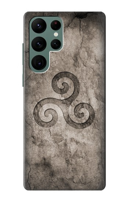 S2892 三脚巴シンボル Triskele Symbol Stone Texture Samsung Galaxy S22 Ultra バックケース、フリップケース・カバー