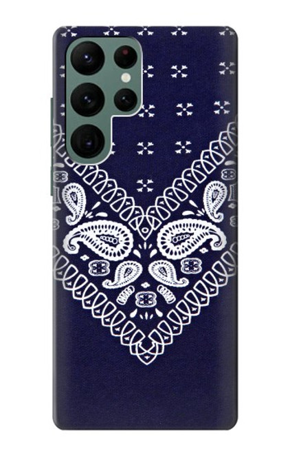 S3357 ネイビーブルーバンダナパターン Navy Blue Bandana Pattern Samsung Galaxy S22 Ultra バックケース、フリップケース・カバー