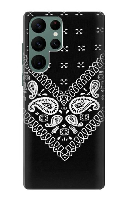 S3363 黒バンダナ Bandana Black Pattern Samsung Galaxy S22 Ultra バックケース、フリップケース・カバー