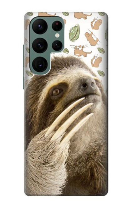 S3559 ナマケモノ Sloth Pattern Samsung Galaxy S22 Ultra バックケース、フリップケース・カバー