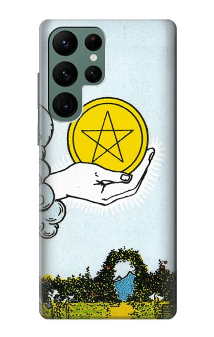 S3722 タロットカードペンタクルコインのエース Tarot Card Ace of Pentacles Coins Samsung Galaxy S22 Ultra バックケース、フリップケース・カバー