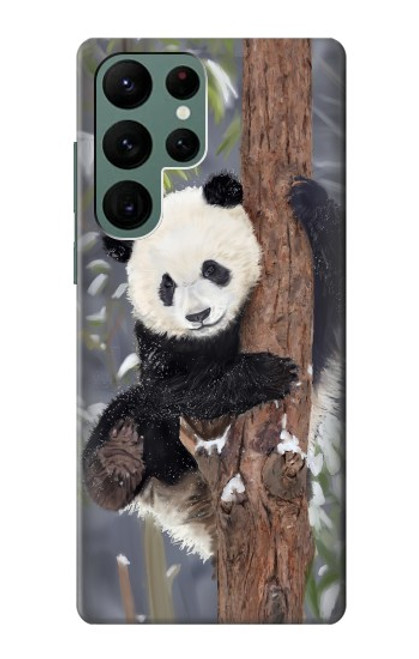 S3793 かわいい赤ちゃん雪パンダのペイント Cute Baby Panda Snow Painting Samsung Galaxy S22 Ultra バックケース、フリップケース・カバー