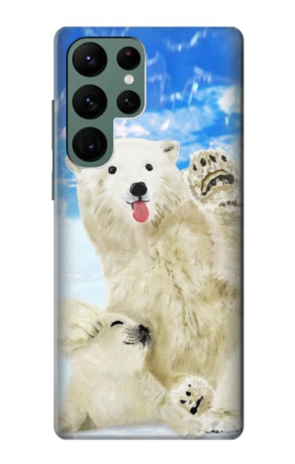 S3794 北極シロクマはシールに恋するペイント Arctic Polar Bear in Love with Seal Paint Samsung Galaxy S22 Ultra バックケース、フリップケース・カバー