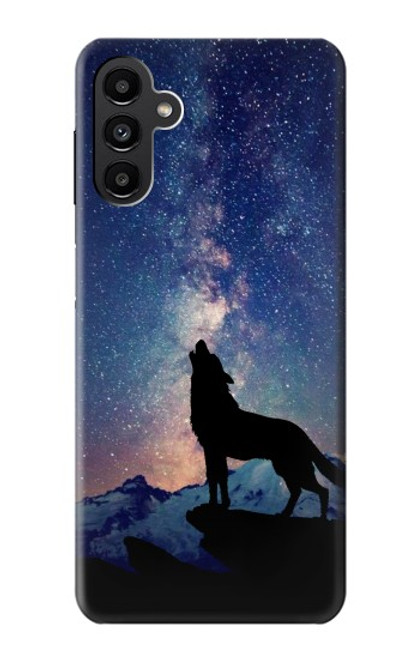 S3555 狼 Wolf Howling Million Star Samsung Galaxy A13 5G バックケース、フリップケース・カバー