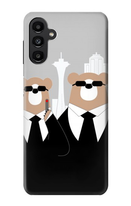 S3557 黒いスーツのクマ Bear in Black Suit Samsung Galaxy A13 5G バックケース、フリップケース・カバー