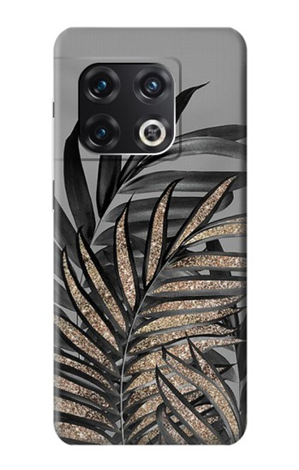 S3692 灰色の黒いヤシの葉 Gray Black Palm Leaves OnePlus 10 Pro バックケース、フリップケース・カバー