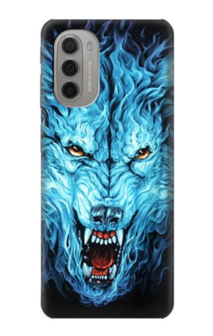 S0752 青火災狼 Blue Fire Grim Wolf Motorola Moto G51 5G バックケース、フリップケース・カバー