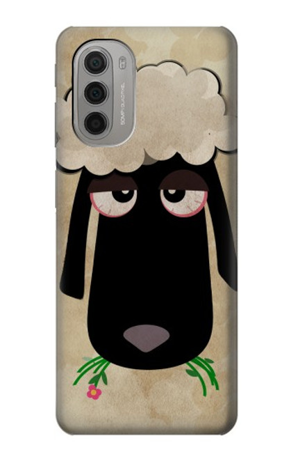 S2826 眠えない黒い羊 Cute Cartoon Unsleep Black Sheep Motorola Moto G51 5G バックケース、フリップケース・カバー