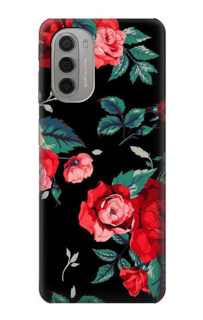 S3112 黒バラ パターン Rose Floral Pattern Black Motorola Moto G51 5G バックケース、フリップケース・カバー