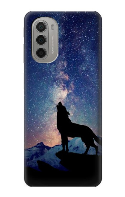 S3555 狼 Wolf Howling Million Star Motorola Moto G51 5G バックケース、フリップケース・カバー