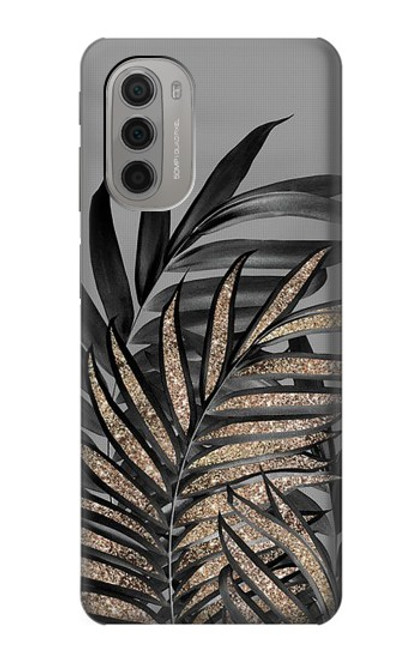 S3692 灰色の黒いヤシの葉 Gray Black Palm Leaves Motorola Moto G51 5G バックケース、フリップケース・カバー