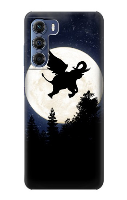 S3323 飛び象満月の夜 Flying Elephant Full Moon Night Motorola Edge S30 バックケース、フリップケース・カバー