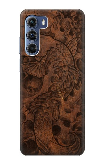 S3405 魚のタトゥーグラフィックプリント Fish Tattoo Leather Graphic Print Motorola Edge S30 バックケース、フリップケース・カバー