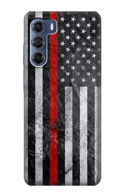 S3687 消防士細い赤い線アメリカの国旗 Firefighter Thin Red Line American Flag Motorola Edge S30 バックケース、フリップケース・カバー