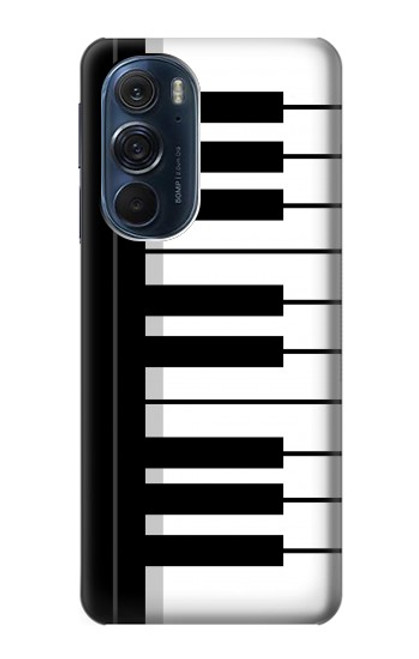S3078 黒と白のピアノキーボード Black and White Piano Keyboard Motorola Edge X30 バックケース、フリップケース・カバー