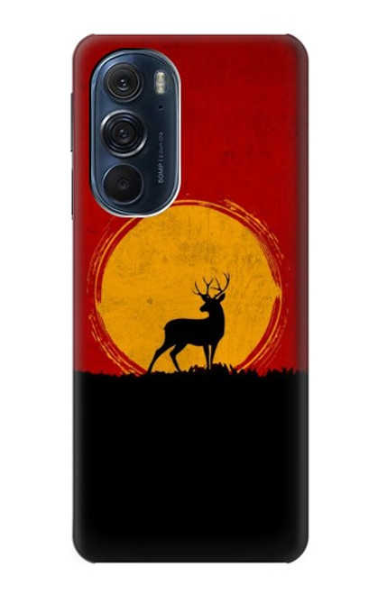 S3513 鹿の夕日 Deer Sunset Motorola Edge X30 バックケース、フリップケース・カバー