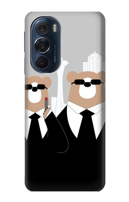 S3557 黒いスーツのクマ Bear in Black Suit Motorola Edge X30 バックケース、フリップケース・カバー