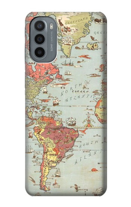 S3418 ヴィンテージの世界地図 Vintage World Map Motorola Moto G31 バックケース、フリップケース・カバー