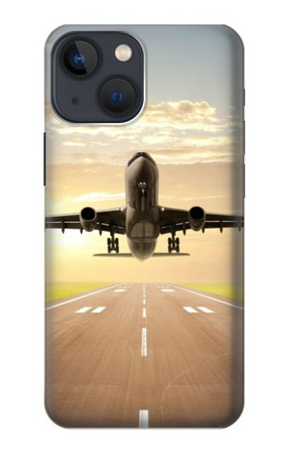 S3837 飛行機離陸日の出 Airplane Take off Sunrise iPhone 13 mini バックケース、フリップケース・カバー