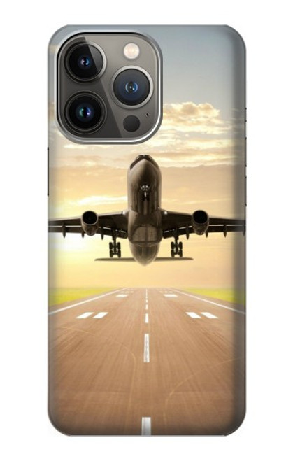 S3837 飛行機離陸日の出 Airplane Take off Sunrise iPhone 13 Pro Max バックケース、フリップケース・カバー