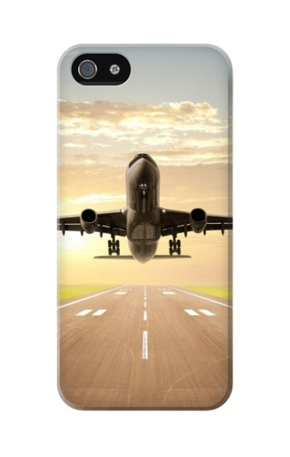 S3837 飛行機離陸日の出 Airplane Take off Sunrise iPhone 5 5S SE バックケース、フリップケース・カバー