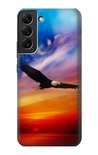 S3841 白頭ワシ カラフルな空 Bald Eagle Flying Colorful Sky Samsung Galaxy S22 Plus バックケース、フリップケース・カバー