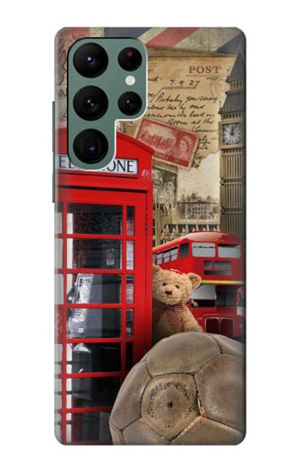 S3856 ヴィンテージ ロンドン ブリティッシュ Vintage London British Samsung Galaxy S22 Ultra バックケース、フリップケース・カバー