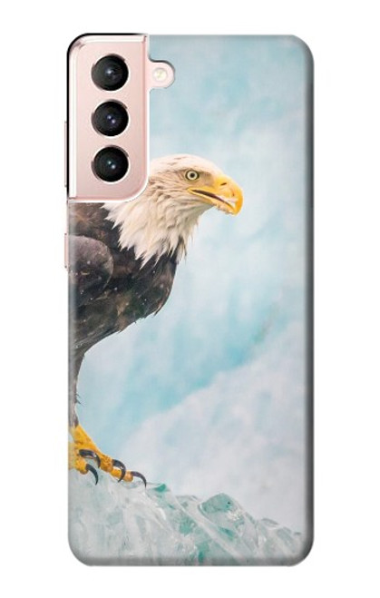 S3843 白頭ワシと氷 Bald Eagle On Ice Samsung Galaxy S21 5G バックケース、フリップケース・カバー