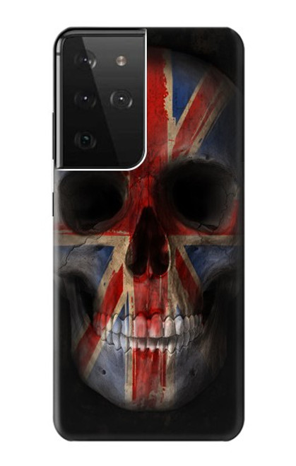 S3848 イギリスの旗の頭蓋骨 United Kingdom Flag Skull Samsung Galaxy S21 Ultra 5G バックケース、フリップケース・カバー