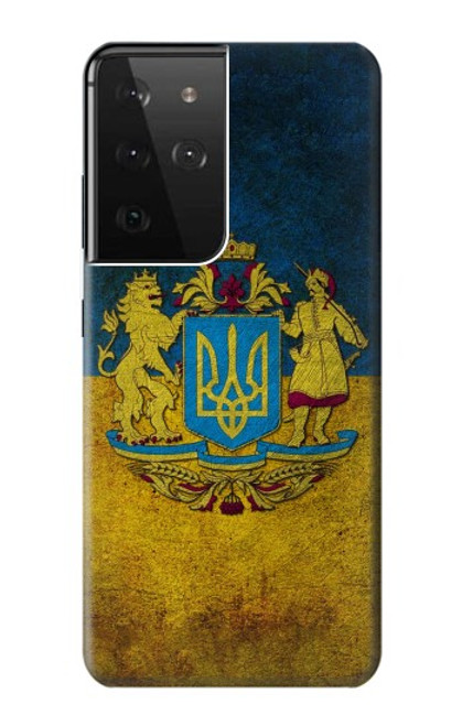 S3858 ウクライナ ヴィンテージ旗 Ukraine Vintage Flag Samsung Galaxy S21 Ultra 5G バックケース、フリップケース・カバー