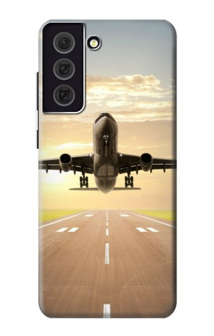 S3837 飛行機離陸日の出 Airplane Take off Sunrise Samsung Galaxy S21 FE 5G バックケース、フリップケース・カバー