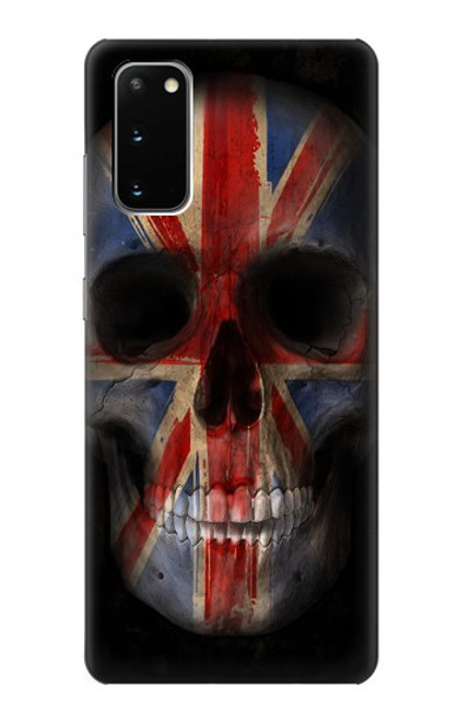 S3848 イギリスの旗の頭蓋骨 United Kingdom Flag Skull Samsung Galaxy S20 バックケース、フリップケース・カバー