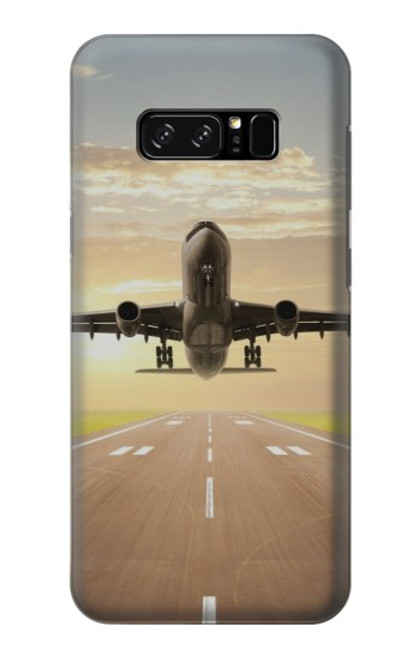 S3837 飛行機離陸日の出 Airplane Take off Sunrise Note 8 Samsung Galaxy Note8 バックケース、フリップケース・カバー