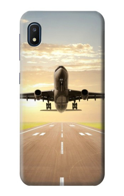 S3837 飛行機離陸日の出 Airplane Take off Sunrise Samsung Galaxy A10e バックケース、フリップケース・カバー