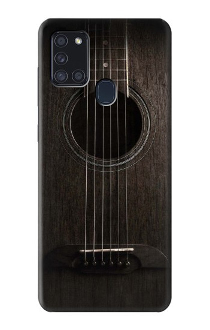 S3834 ブラックギター Old Woods Black Guitar Samsung Galaxy A21s バックケース、フリップケース・カバー