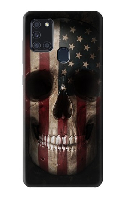 S3850 アメリカの国旗の頭蓋骨 American Flag Skull Samsung Galaxy A21s バックケース、フリップケース・カバー