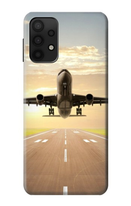 S3837 飛行機離陸日の出 Airplane Take off Sunrise Samsung Galaxy A32 5G バックケース、フリップケース・カバー