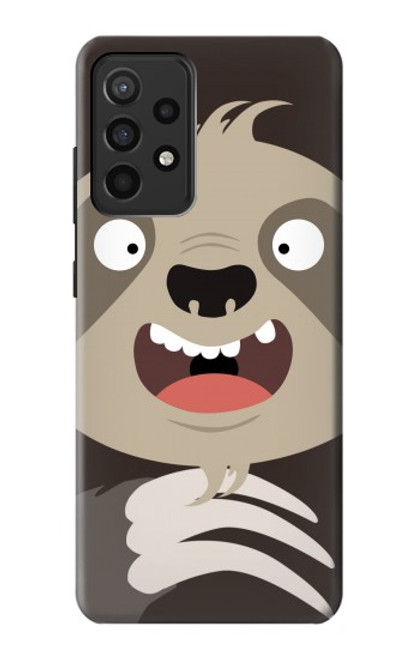 S3855 ナマケモノの顔の漫画 Sloth Face Cartoon Samsung Galaxy A52, Galaxy A52 5G バックケース、フリップケース・カバー