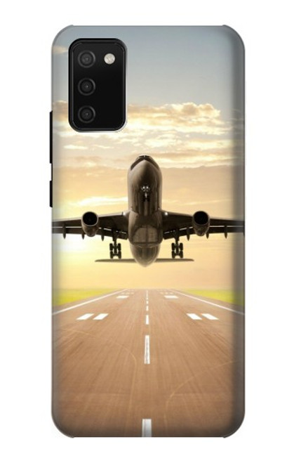 S3837 飛行機離陸日の出 Airplane Take off Sunrise Samsung Galaxy A02s, Galaxy M02s  (NOT FIT with Galaxy A02s Verizon SM-A025V) バックケース、フリップケース・カバー