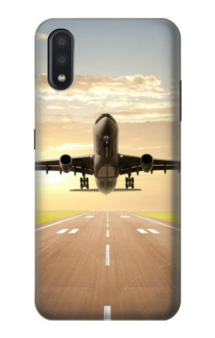 S3837 飛行機離陸日の出 Airplane Take off Sunrise Samsung Galaxy A01 バックケース、フリップケース・カバー