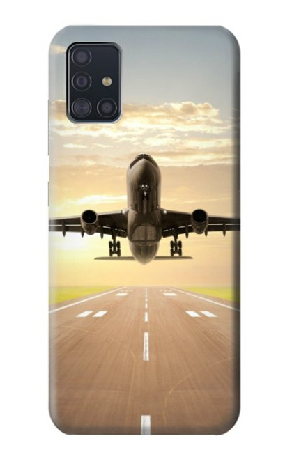 S3837 飛行機離陸日の出 Airplane Take off Sunrise Samsung Galaxy A51 バックケース、フリップケース・カバー